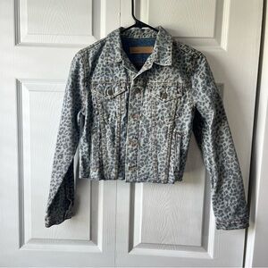 GRLFRND CARA LEOPARD PRINT CROPPED DENIM XS